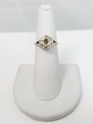 Classic 1920's 18k White Gold Filigree Engagement Ring Mount