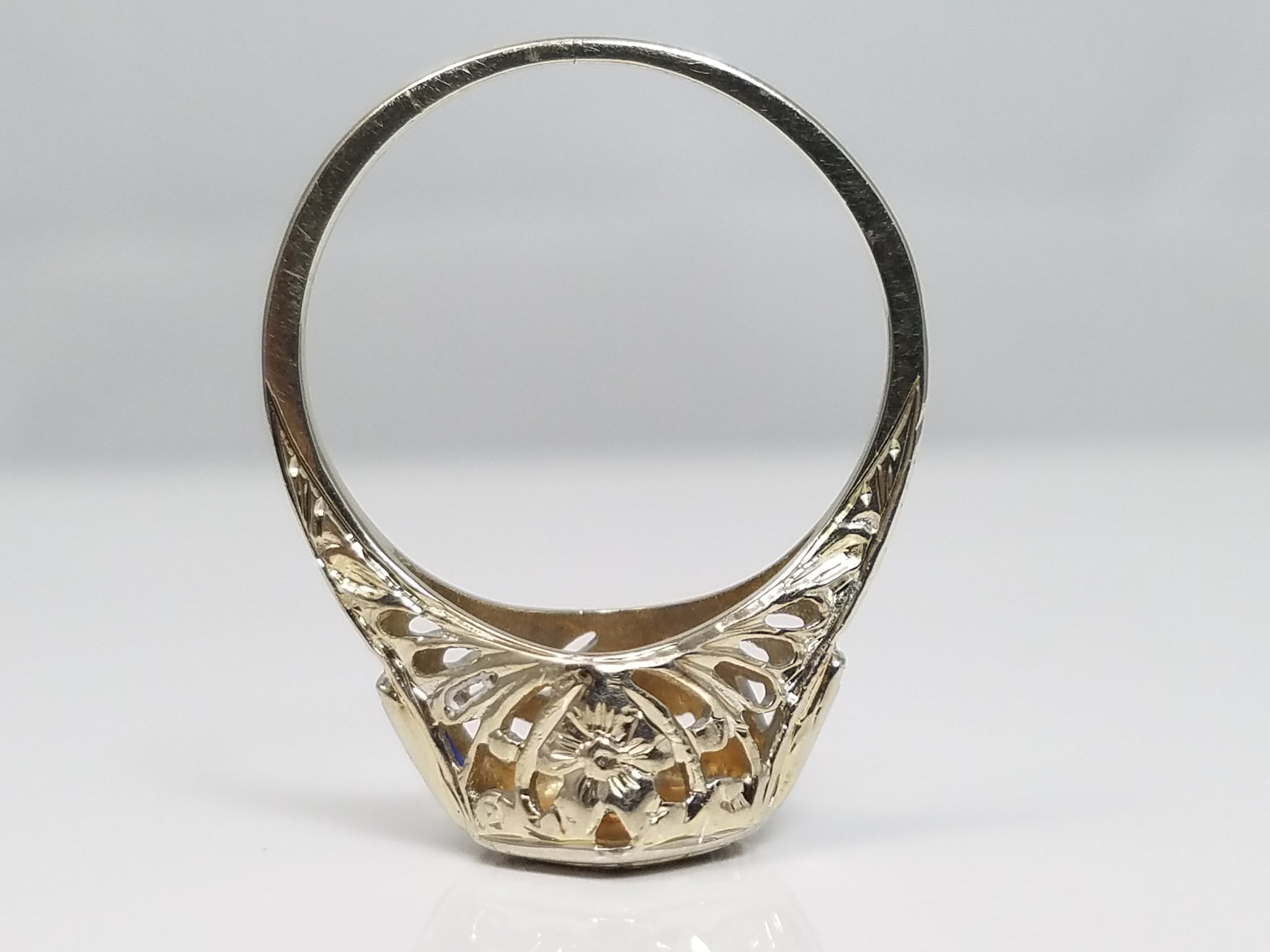 Classic 1920's 18k White Gold Filigree Engagement Ring Mount
