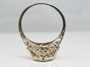 Classic 1920's 18k White Gold Filigree Engagement Ring Mount