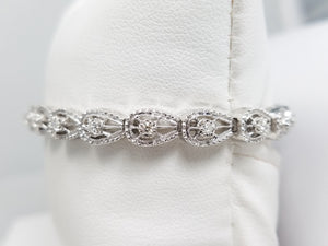 Magnificent 7" Vintage 14k White Gold Natural Diamond Custom Bracelet