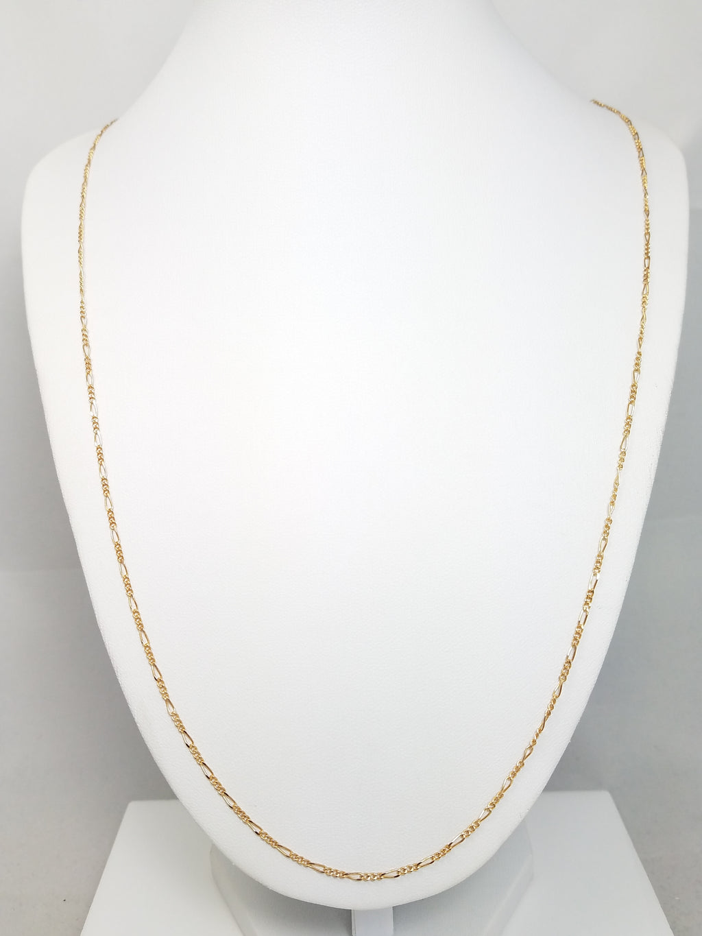 Stylish 25" Solid 14k Yellow Gold Micro Figaro Link Chain Italy