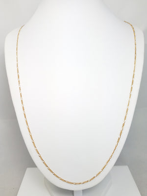 Stylish 25" Solid 14k Yellow Gold Micro Figaro Link Chain Italy