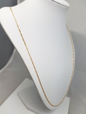 Stylish 25" Solid 14k Yellow Gold Micro Figaro Link Chain Italy