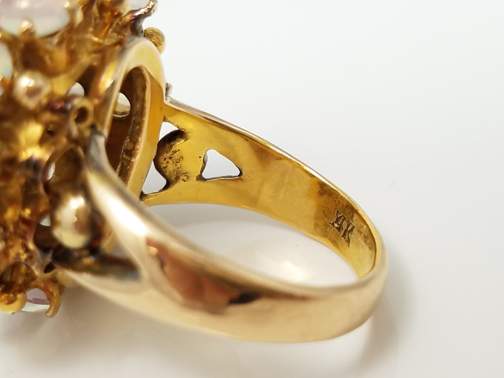 Extravagant Large Vintage 14k Yellow Gold Natural Fire Opal Custom Ring