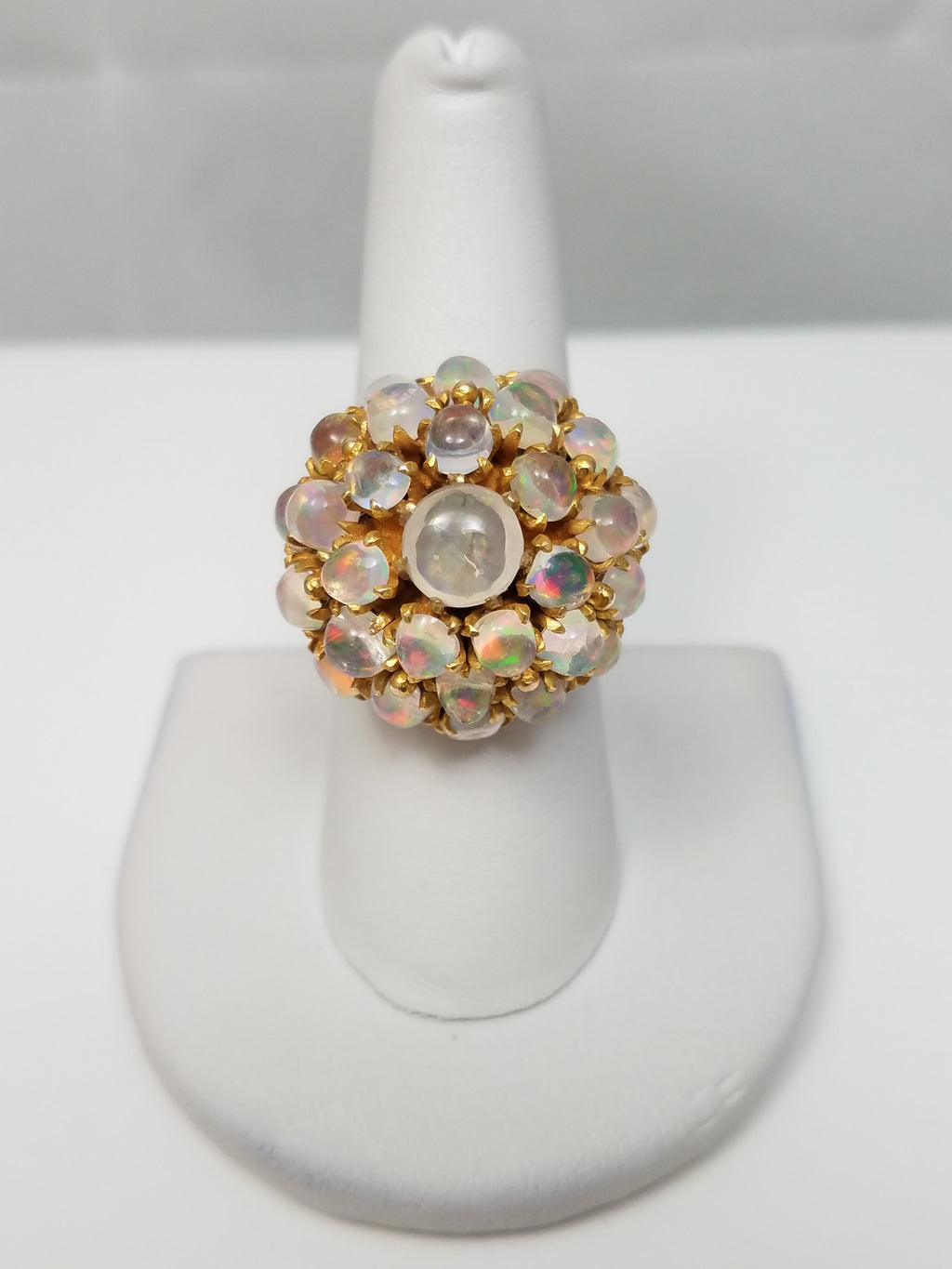Extravagant Large Vintage 14k Yellow Gold Natural Fire Opal Custom Ring