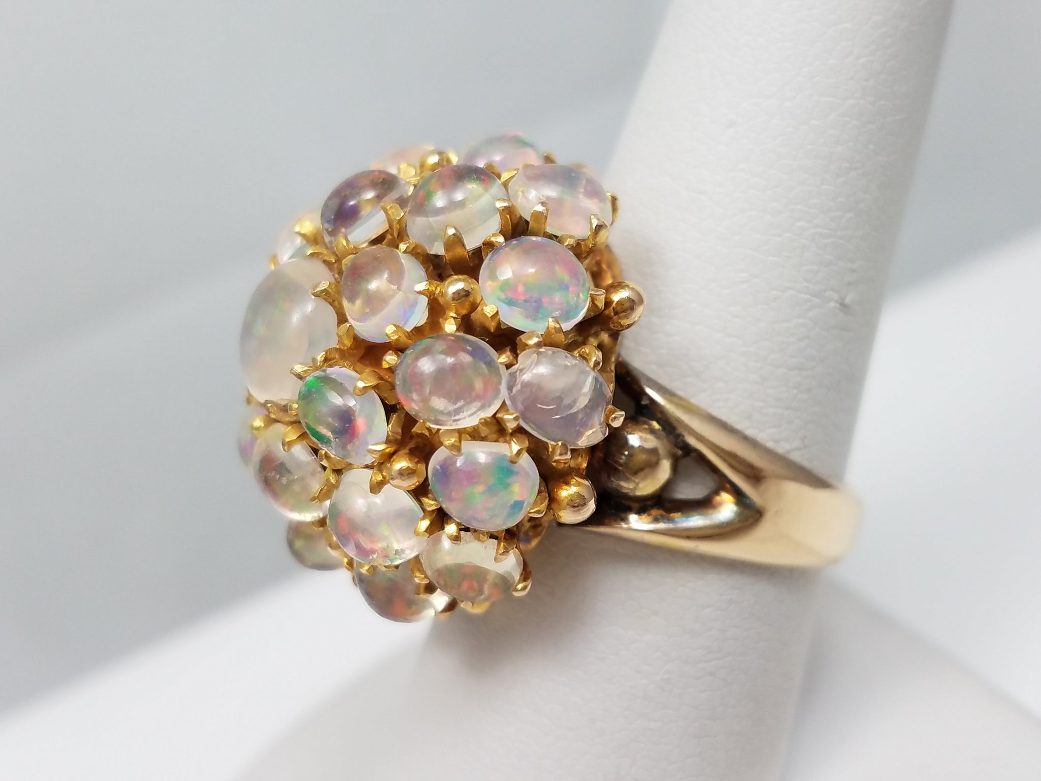 Extravagant Large Vintage 14k Yellow Gold Natural Fire Opal Custom Ring