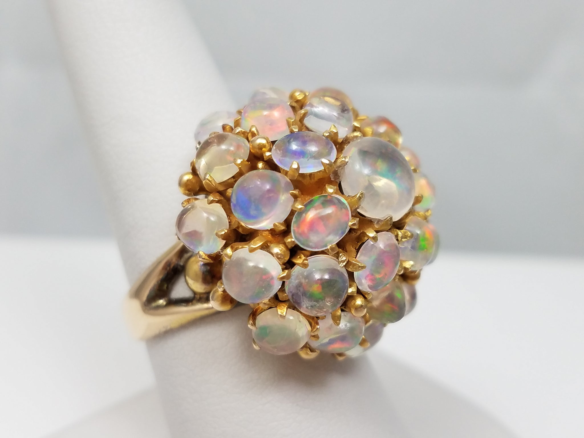 Extravagant Large Vintage 14k Yellow Gold Natural Fire Opal Custom Ring
