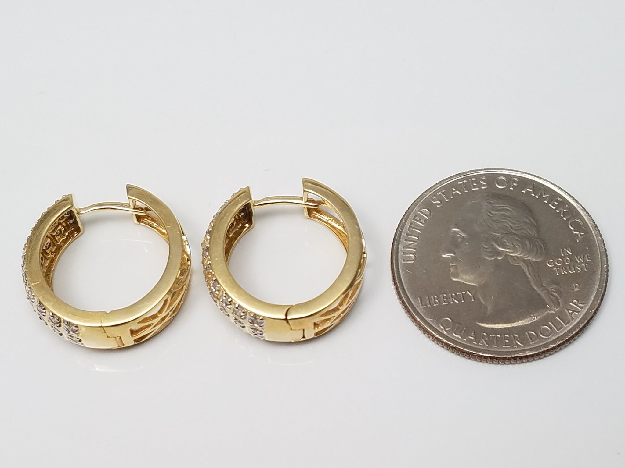 Fancy 14k Yellow Gold Diamond Hoop Earrings