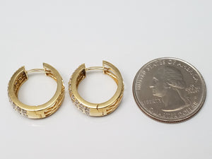 Fancy 14k Yellow Gold Diamond Hoop Earrings