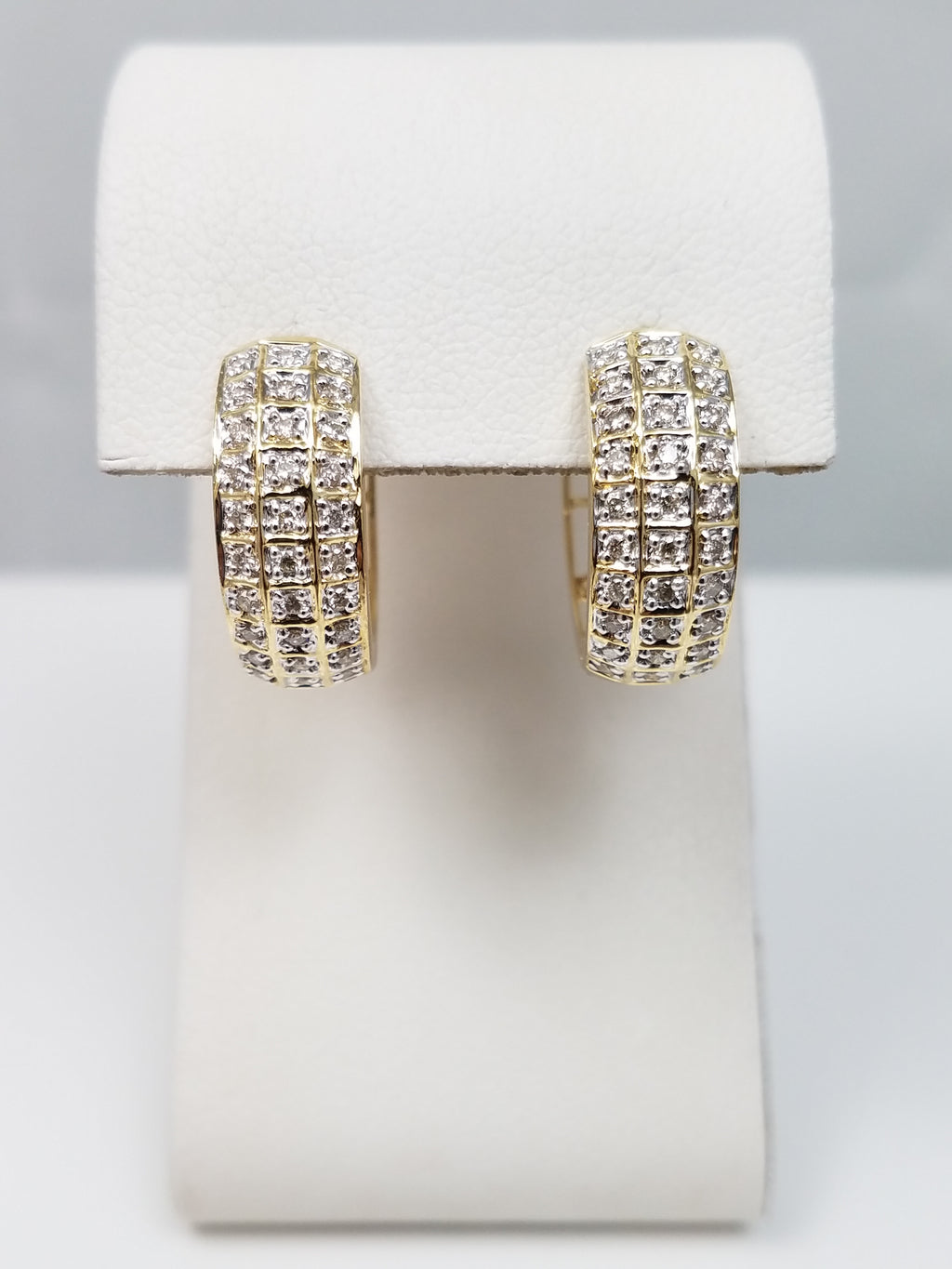 Fancy 14k Yellow Gold Diamond Hoop Earrings