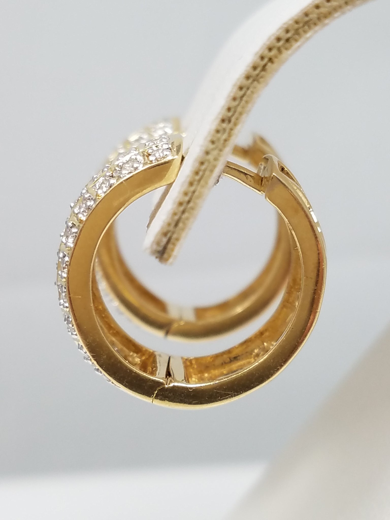 Fancy 14k Yellow Gold Diamond Hoop Earrings