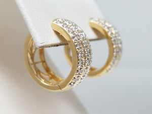 Fancy 14k Yellow Gold Diamond Hoop Earrings