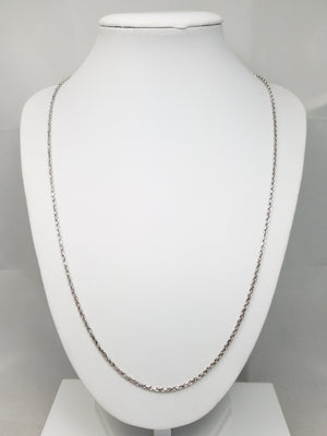 Sporty 22.5" Solid 14k White Gold Diamond Cut Rope Chain Necklace