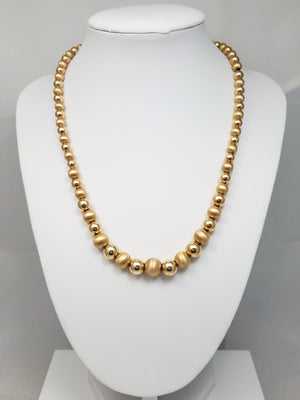 Sophisticated 18" 14k Yellow Gold Hollow Graduated Bead Necklace