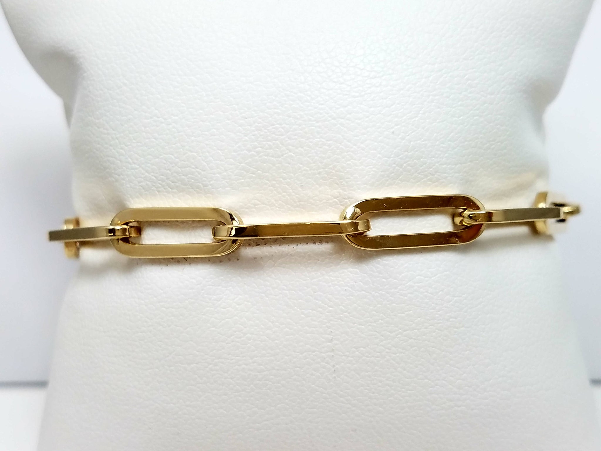 Retro 7" 14k Yellow Gold Hollow Paper Clip Bracelet