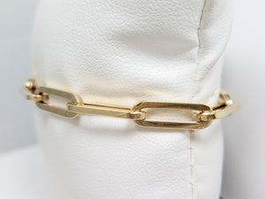 Retro 7" 14k Yellow Gold Hollow Paper Clip Bracelet