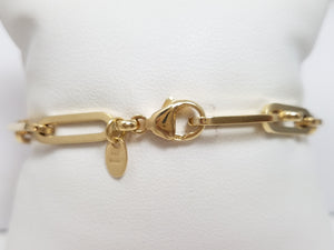 Retro 7" 14k Yellow Gold Hollow Paper Clip Bracelet
