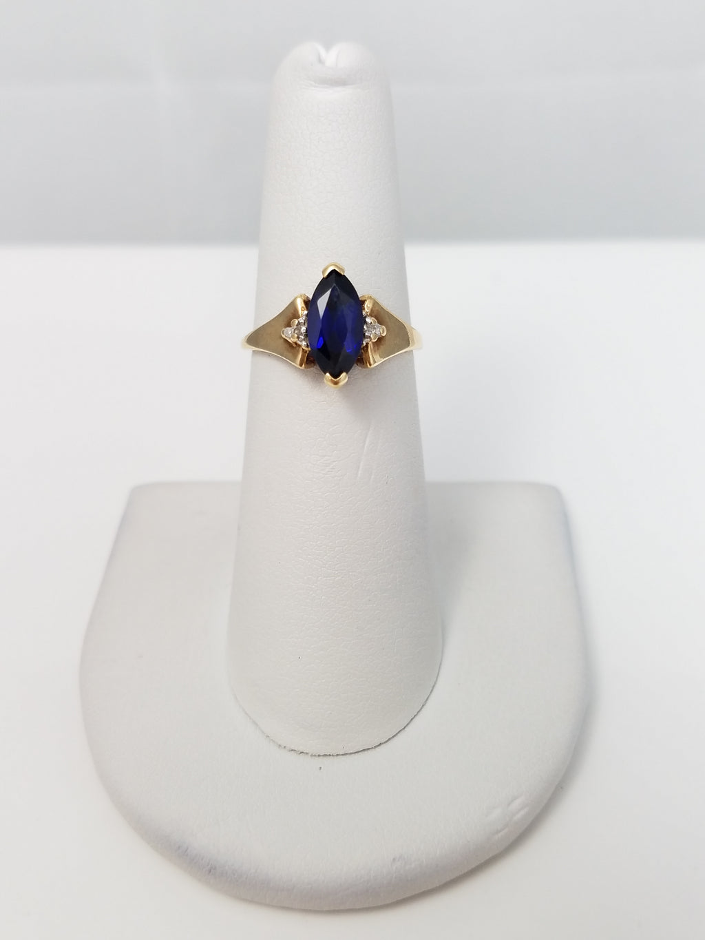 Brilliant Blue Lab Sapphire 10k Yellow Gold Ring