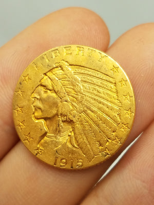 Priceless 1915 US Indian Head $5 Gold Coin