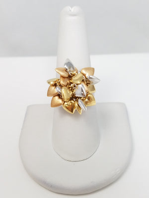 Fun 18k Tri-Color Gold Dangling Heart Ring