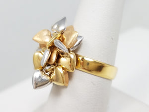 Fun 18k Tri-Color Gold Dangling Heart Ring