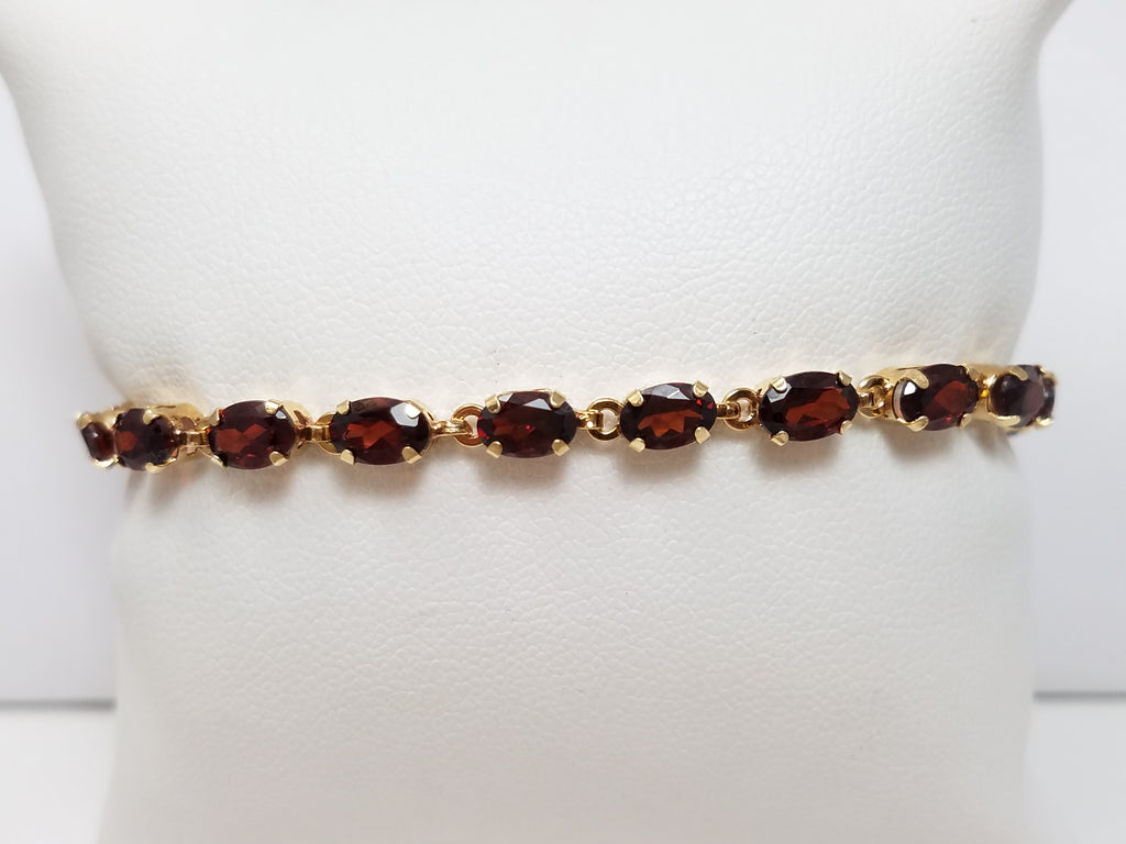 10k Yellow Gold Natural Garnet 7" Tennis Bracelet