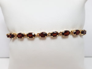 10k Yellow Gold Natural Garnet 7" Tennis Bracelet