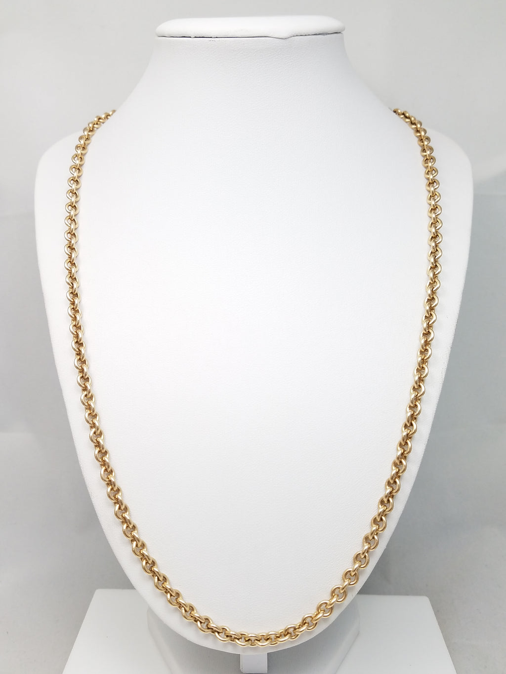 Sporty 24" Solid 10k Yellow Gold Rolo Link Chain Necklace