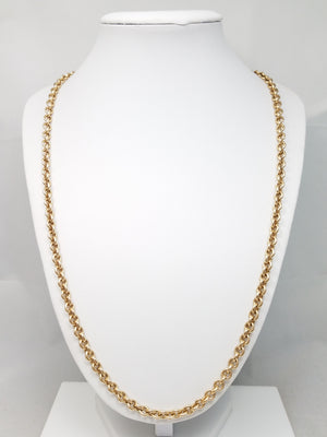 Sporty 24" Solid 10k Yellow Gold Rolo Link Chain Necklace