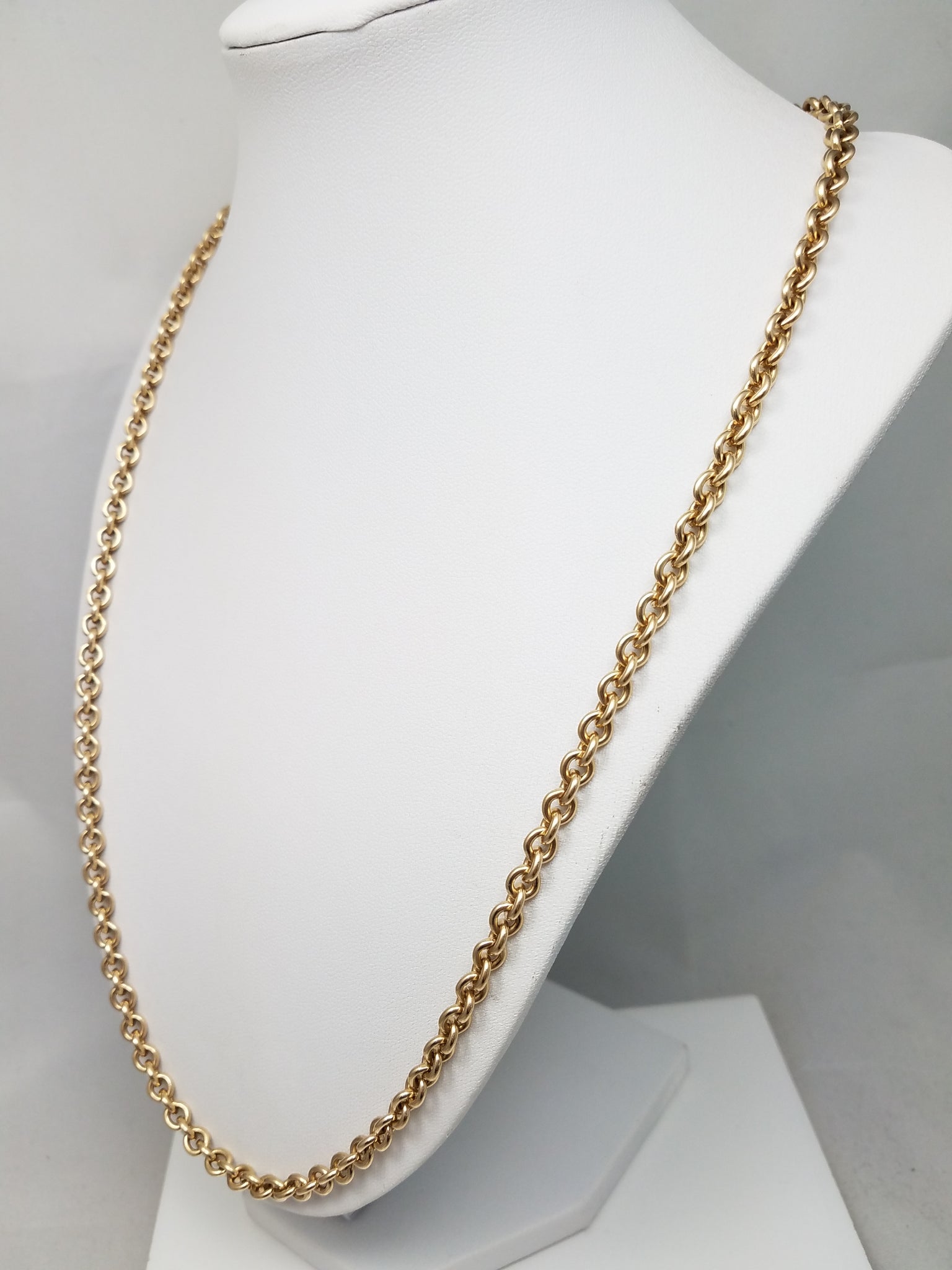 Sporty 24" Solid 10k Yellow Gold Rolo Link Chain Necklace