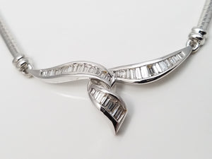 Luxurious 17" 18k White Gold Natural Diamond Necklace