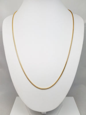 Sleek Solid Snake Chain 20" Necklace in 14k Yellow Gold