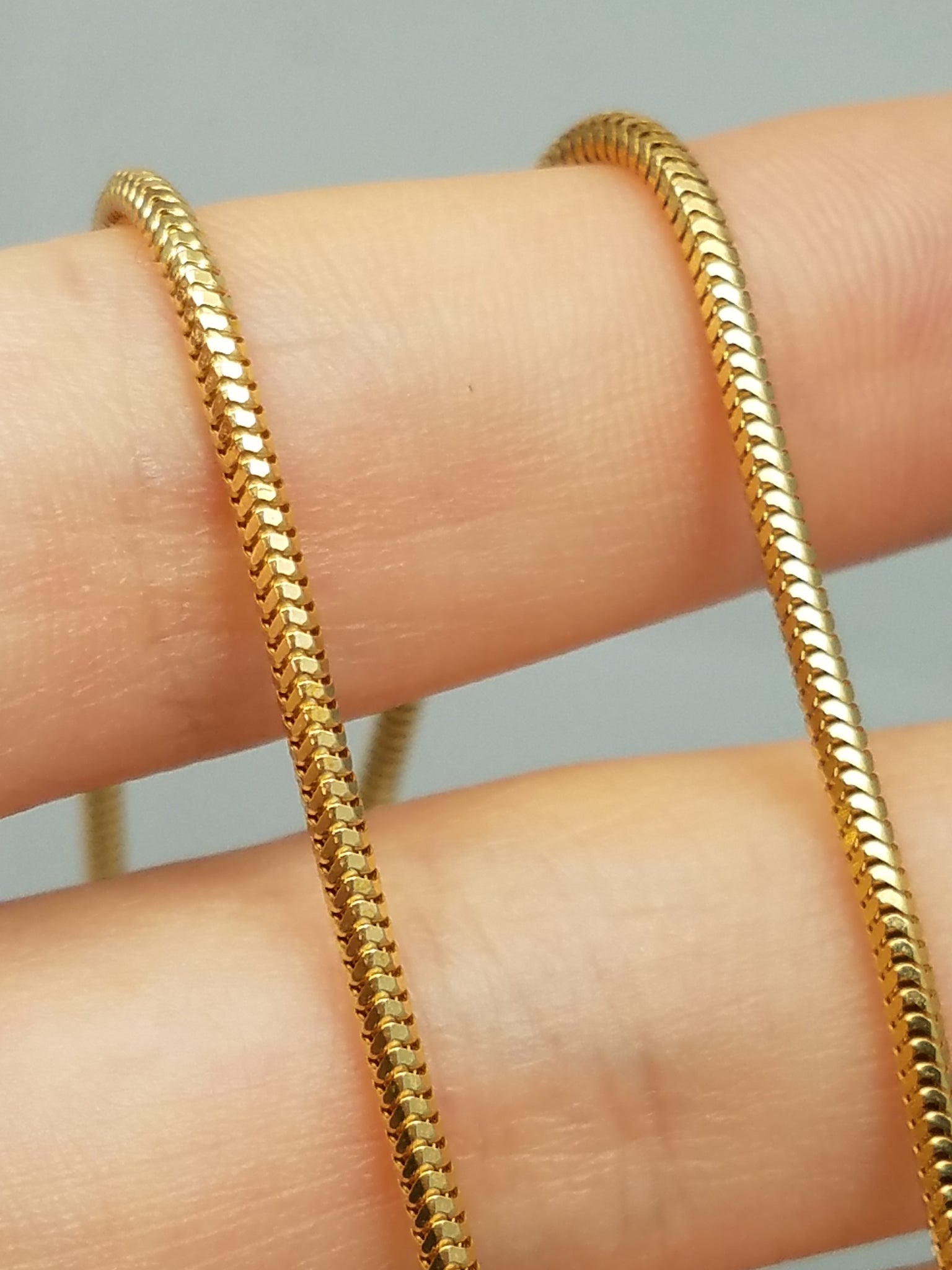 Sleek Solid Snake Chain 20" Necklace in 14k Yellow Gold