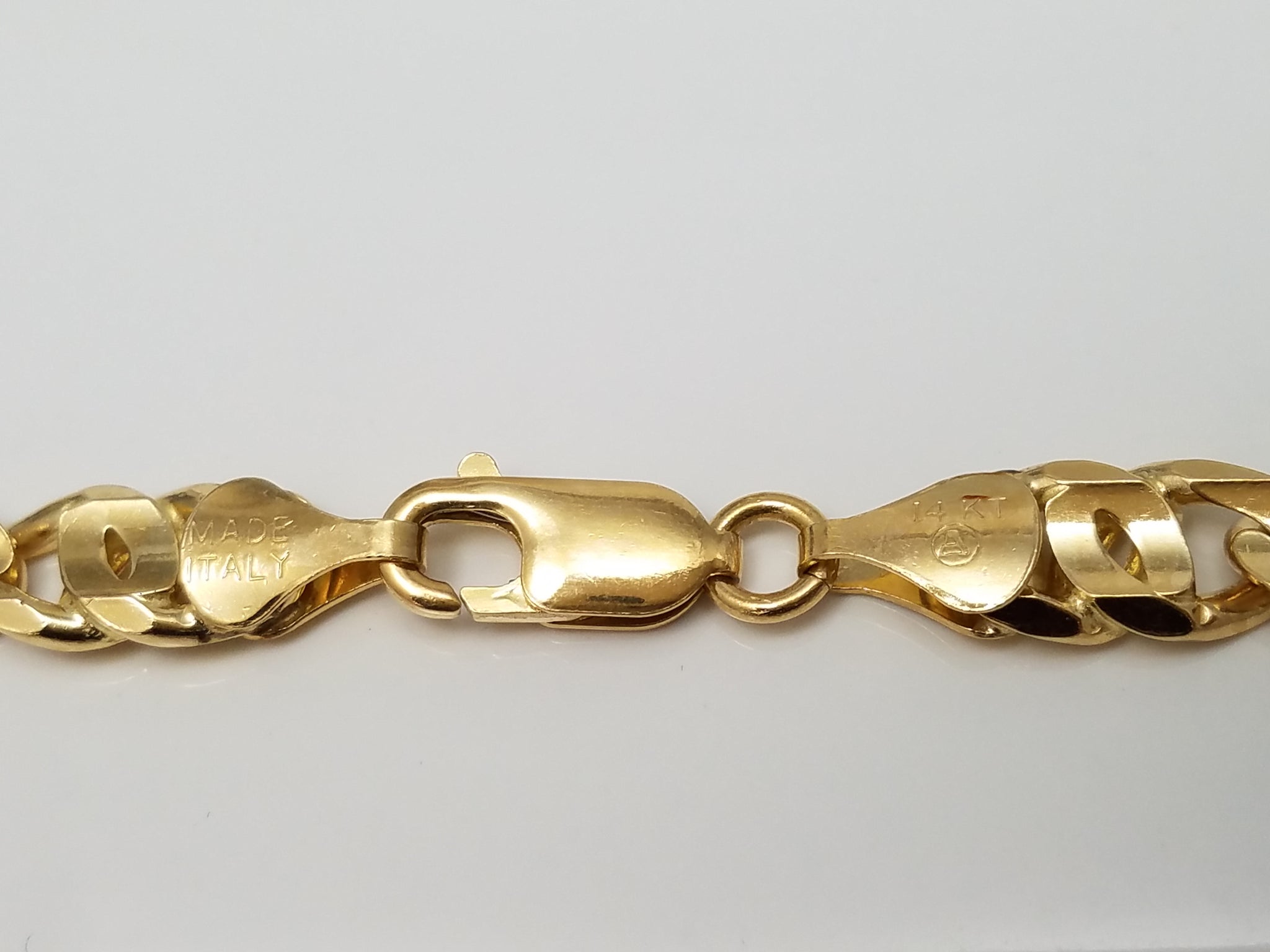 Sporty 22" Solid 14k Yellow Gold Tiger Eye Link Chain Necklace