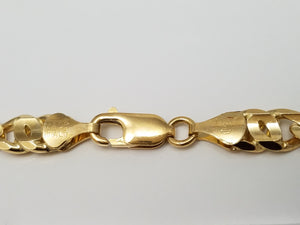 Sporty 22" Solid 14k Yellow Gold Tiger Eye Link Chain Necklace