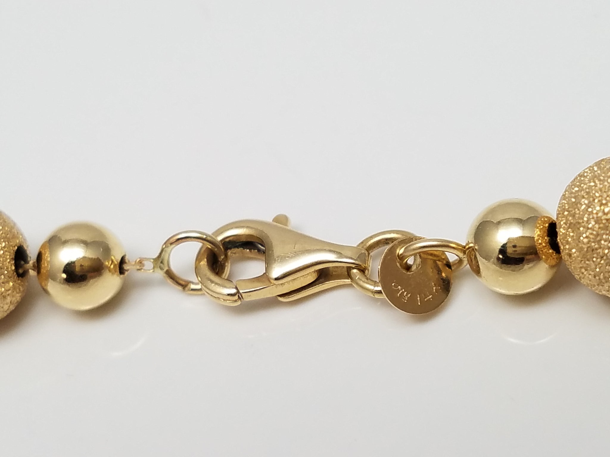 Frosty 18" Hollow 14k Yellow Gold Bead Link Chain Necklace