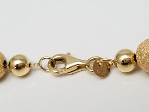Frosty 18" Hollow 14k Yellow Gold Bead Link Chain Necklace