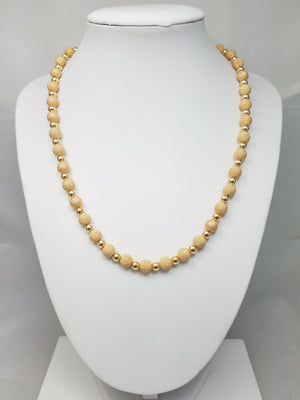 Frosty 18" Hollow 14k Yellow Gold Bead Link Chain Necklace