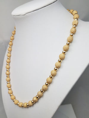 Frosty 18" Hollow 14k Yellow Gold Bead Link Chain Necklace