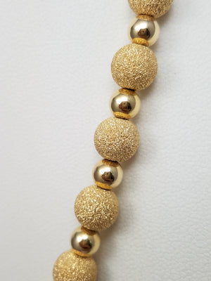 Frosty 18" Hollow 14k Yellow Gold Bead Link Chain Necklace