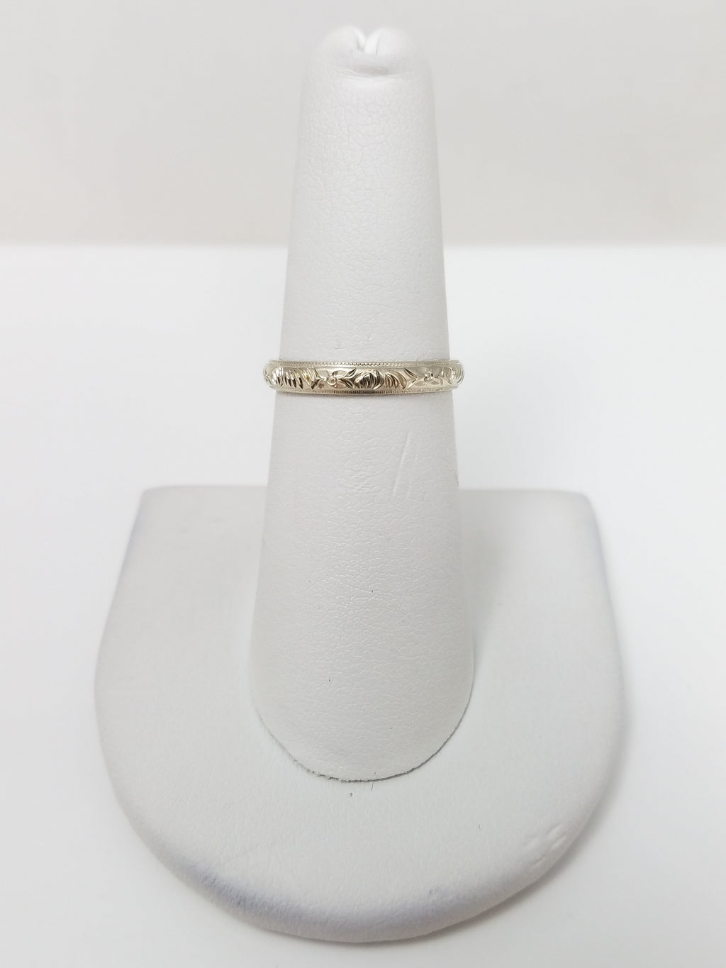 Art Deco 18k White Gold Wedding Band