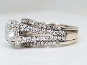 Luxurious Certified 14k White Gold Lab Grown Diamond And Natural Diamond Engagement Ring Set