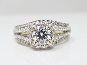 Luxurious Certified 14k White Gold Lab Grown Diamond And Natural Diamond Engagement Ring Set