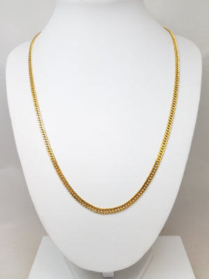 Sporty 20" 18k Yellow Gold Hollow Curb Link Chain Necklace