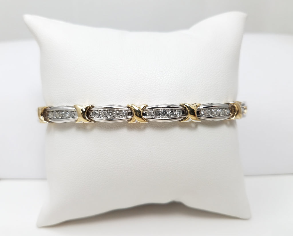 Magnificent 7.25" 10k Two Tone Gold Natural Diamond Tennis Bracelet