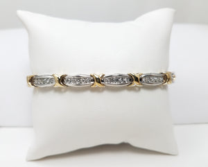 Magnificent 7.25" 10k Two Tone Gold Natural Diamond Tennis Bracelet