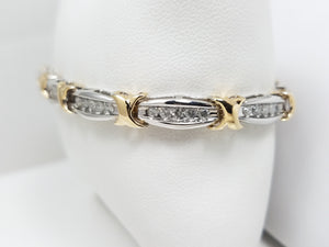Magnificent 7.25" 10k Two Tone Gold Natural Diamond Tennis Bracelet