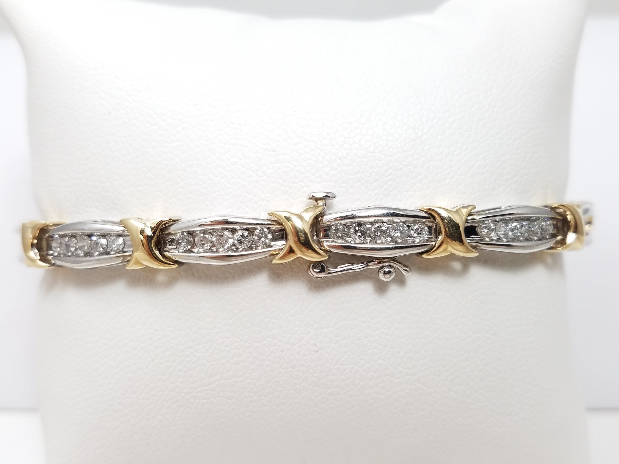 Magnificent 7.25" 10k Two Tone Gold Natural Diamond Tennis Bracelet