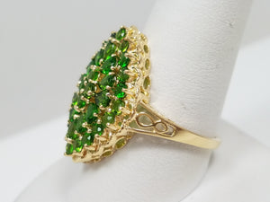 Ravishing 14k Yellow Gold Natural Chrome Diopside Cluster Ring