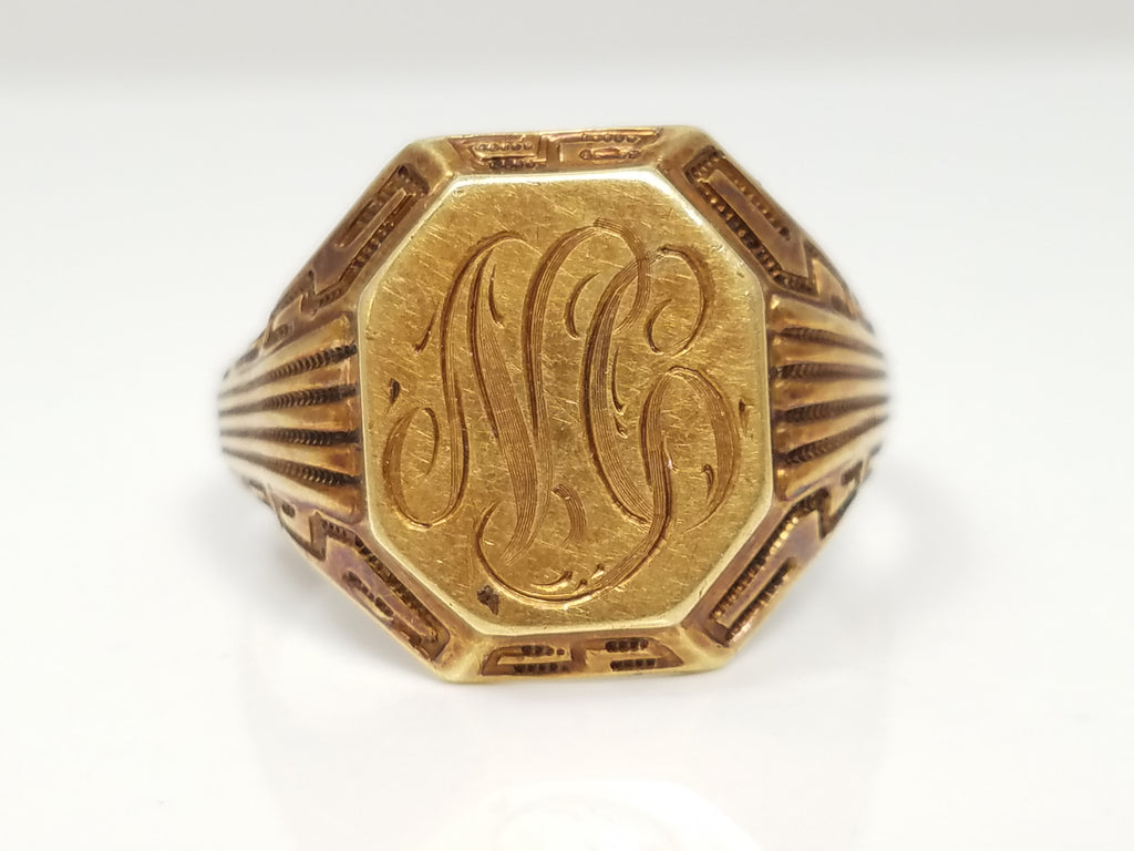 Early 1900's 14k Yellow Gold Ostby Barton Signet Ring